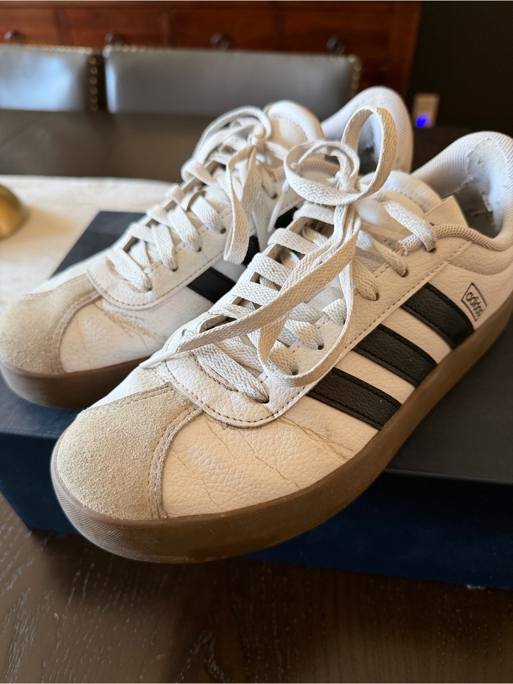 adidas White and Black women’s 8.5 Low-Top Sneakers